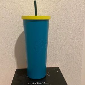 Starbucks Matte Teal/Yellow 24oz Metal Cold Cup